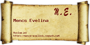 Mencs Evelina névjegykártya